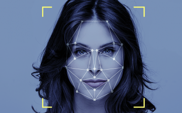 Photo of a woman's face with reference points connected by lines