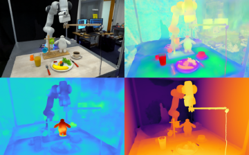 robot arm examining items on a table