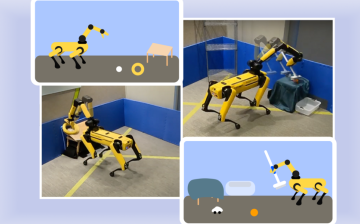 composite of 4 images of Spot (Robot Dog) working