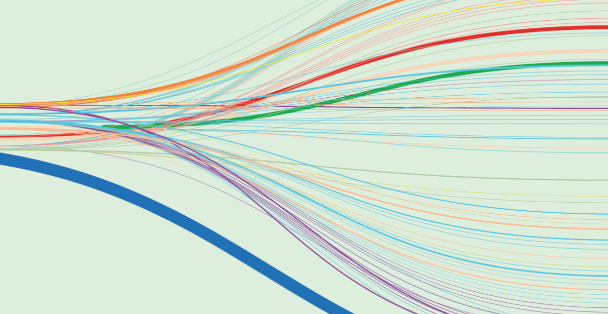 decorative abstract image of possible pathways, colored brightly