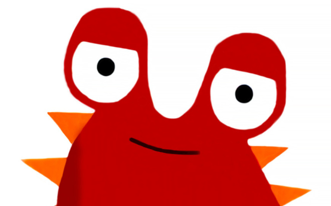 cartoon of a crablike animal with spikes and bulgy eyes